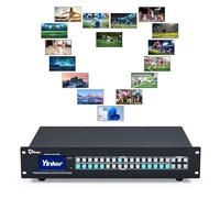 Yinker Conmutador de matriz HDMI de 16 x 16, 4K a 30 Hz, rack de 2U, 6 métodos de control (Web/App/Remote/RS232/LAN/Panel), matriz/divisor/modos mixtos, desincrustado de audio de 3.5 mm, EDID, 16
