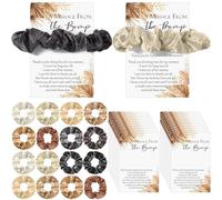 Yinkin 50 juegos de lazos para el pelo estilo bohemio para baby shower, 50 coleteros marrones y 50 tarjetas de agradecimiento con mensaje de The Bump