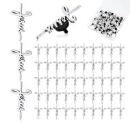 Yinkin 50 pines de cruz a granel de Jesús para solapa, regalo conmemorativo cristiano para hombres y mujeres, capellán, iglesia, oración, Plateado, talla única