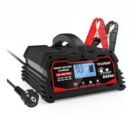 Yinleader Cargador de batería de automóvil 30A 12V/24V 15A/10A/5A Cargador de batería inteligente de mantenimiento con pantalla LCD, cargadores para batería de 12V LiFePO4 - Negro