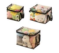 YiNLuax 3 organizadores plegables para sala de juegos para niños, bolsas de PVC transparentes impermeables con asa para rompecabezas, libros, almacenamiento de bloques de construcción portátiles