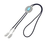 YiNLuax Bolotie retro para hombres y mujeres, estilo occidental, ajustable, cuerda trenzada, corbata con flores de metal, turquesas, piedra, collar occidental, Modelo turquesa, Talla única
