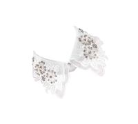 YiNLuax Elegante cuello falso de encaje para mujer, bordado floral, con cuentas, solapa, soporte con volantes, accesorio de vestido desmontable, soporte con volantes, blanco, Talla única