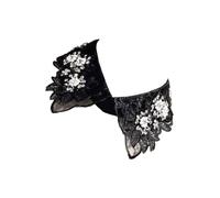 YiNLuax Elegante cuello falso de encaje para mujer, bordado floral, con cuentas, solapa, soporte con volantes, accesorio de vestido desmontable, soporte con volantes, Negro, Talla única