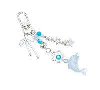 YiNLuax Llavero con cuentas de delfín y corazón y lazo, elegante bolsa de decoración de teléfono, colgante decorativo acrílico para su elegante dije, azul, Talla única