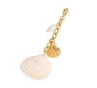 YiNLuax Llavero con temática de playa resistente al óxido para mujer, joyería de conchas marinas de acero inoxidable con acento de caballito de mar, llavero de concha de acero inoxidable