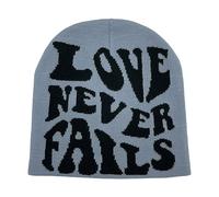 YiNLuax Sombrero unisex de hip hop Y2K para niñas, accesorios para fotos, versátil, diseño de amor nunca falla para otoño e invierno, sombreros de punto a granel, Gris Negro, Talla única