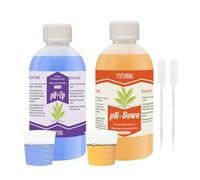 YINMIK Regulador pH Hidropónico Universal Ajuste de pH Hacia Arriba/Abajo | 2*250 ml solución tampón premium, Estabiliza y Es Apto Para Todos los Sistemas de Fertirrigación Hidropónica