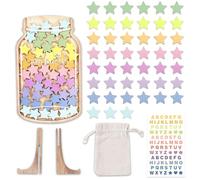 YinnFeen Tarro de Recompensas con 45 Estrellas, Tarro de Recompensas con Soporte de Madera para Adulto, Sistema de Recompensas de Madera para Adulto Casa Buena Conducta