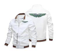 Yinova Cazadora Hombre A.s.t.o.n M.a.r.ti.n, Chaqueta Aviador con Bolsillos con Cremallera, Ropa Cortaviento, Clásica(White,L)