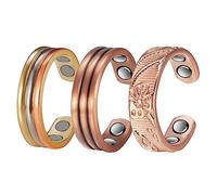 YINOX Anillos de cobre para artritis magnética fuerte 3X-4 para terapia de campo magnético femenino, alivia eficazmente la artritis y el dolor de dedos (3500 Gauss) (A)