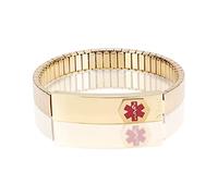 YINOX Jewelry - Pulsera elástica de acero inoxidable para hombre y mujer, alerta médica, color dorado, Edelstahl