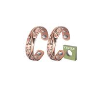 YINOX - Juego de anillos de cobre para mujer, diseño de flores antiguas, ajustable, con 3 imanes