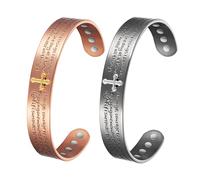YINOX Pulsera de cobre magnética superfuerte para hombres y mujeres, pulsera clásica de cobre cruzado, incluye 8 imanes NdFeB de gran tamaño y caja de regalo de (6,5 pulgadas B)
