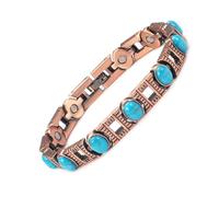 YINOX Pulsera de cobre para artritis con terapia magnética para mujeres, alivia eficazmente la artritis y el dolor de muñeca, con incrustaciones de turquesa turca, combina moda y salud (I)