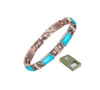YINOX Pulsera de cobre para artritis con terapia magnética para mujeres, alivia eficazmente la artritis y el dolor de muñeca, con incrustaciones de turquesa turca, combina moda y salud (G)