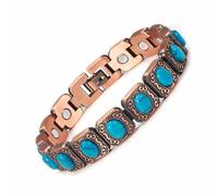 YINOX - Pulsera de cobre para hombre, para artritis y articulación, cobre puro con imanes, pulseras magnéticas ajustables, regalos de joyería de moda (azul turquesa), Cobre