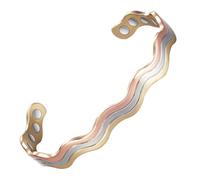 YINOX Pulsera de cobre trenzado magnético tricolor ajustable para mujer 16cm/8mm 16cm, cobre, 16 cm, Cobre