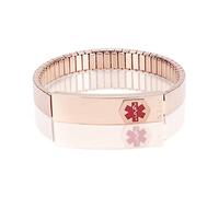 YINOX Pulsera de oro de alerta médica de acero inoxidable elástico para hombres/mujeres de la joyería