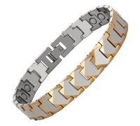YINOX Pulsera magnética de acero de tungsteno para hombre, con 22 imanes NdFeB y caja de regalo de alta calidad (21,5 cm), 21.5 cm, Acero de tungsteno