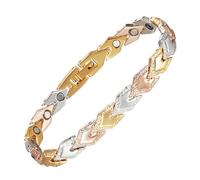 YINOX - Pulsera magnética de acero inoxidable para mujer, elegante pulsera magnética dorada para mujer con imán de alta resistencia y caja de regalo, Acero inoxidable