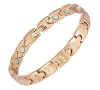 YINOX Pulsera magnética de acero inoxidable para mujer, incluye 15 imanes NdFeB (21 cm), color dorado