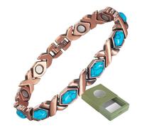 YINOX Pulsera magnética de cobre con piedra de colores para mujer, pulsera magnética de alta resistencia con exquisita caja de regalo adecuada para regalo (F)