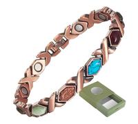 YINOX Pulsera magnética de cobre con piedra de colores para mujer, pulsera magnética de alta resistencia con exquisita caja de regalo adecuada para regalo (E)