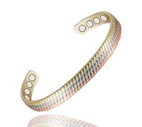 YINOX Pulsera magnética de cobre de 6.5 pulgadas, pulsera magnética de tres tonos, adecuada para esposa y madre (8 imanes), 6.5 inches, Cobre