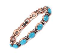 YINOX Pulsera magnética de cobre, grandes pulseras de piedra turquesa, pulsera de cobre magnético para hermana, esposa, madre, regalo para mujeres