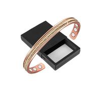 YINOX Pulsera magnética de cobre puro para artritis, hombre y mujer, con 2 imanes, brazalete trenzado (CPB-0268), 16,5 cm, cobre