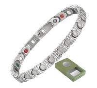 YINOX Pulsera magnética para mujer, pulsera magnética de acero inoxidable, pulsera de cuentas de bola para mujer, incluye elementos 5 en 1 y caja de regalo (19,5 cm)