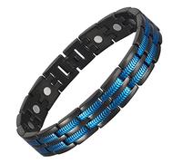 YINOX Pulsera magnética súper fuerte para hombre, pulsera magnética de acero inoxidable, pulsera de línea azul para hombre, incluye 16 imanes NdFeB y caja de regalo (21 cm)