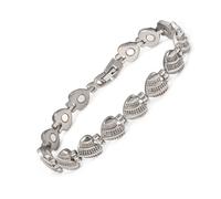 YINOX Pulsera magnética súper fuerte para mujer, pulsera magnética de acero inoxidable, pulsera en forma de corazón para mujer con 11 imanes NdFeB y caja de regalo (17,5 cm)