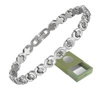 YINOX Pulsera magnética súper fuerte para mujer, pulsera magnética para mujer, pulsera de acero inoxidable con 17 imanes NdFeB y caja de regalo (20 cm)