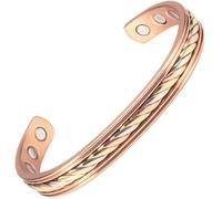 YINOX Pulsera trenzada magnética de cobre con 8 imanes, 10 mm, regalo de joyería, pulsera para hombre y mujer, tamaño ajustable de 16,5 cm, 6.5 inches, Cobre