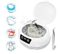 YINPAD Máquina de limpieza ultrasónica de retenedores, limpiador ultrasónico de 48 kHz, limpiador ultrasónico portátil de 700 ml para aparatos ortopédicos, protectores bucales, alineadores, cepillo de