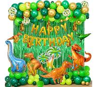 YinQin 143 piezas dinosaurio fiesta de cumpleaños decoración globo contiene bomba de aire, dinosaurio tema cumpleaños globo para niños jungle fiesta decoración (verde)