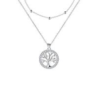 Yinsen Árbol de la Vida Collar Plata de Ley 925 para Mujer con 3A Circonia Cúbica, Ajustable 45+5cm Amistad - Regalo de Valentín con Caja de Regalo