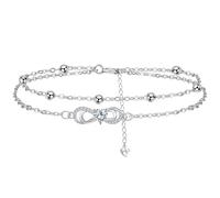 Yinsen Pulsera Infinito Mujer,Plata de Ley 925 Pulsera Corazón con Blanco/Rojo/Púrpura/Azul 3A Circonia Cúbica,Cumpleaños Joyas Regalos Para Mujer/Amigo/Hermanas