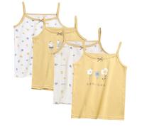 Yintry Camiseta Interior Estampada de algodón para niña/Camisetas sin Mangas para 2-12 años, Paquete de 4 Chalecos con Elasticidad