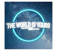 yinung Neón Sign Decoración de luz neón El mundo es tuyo letrero planeta tallado LED(B)