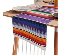 Yinuoday Mantel de Manta Mexicana de 79 X 59 Pulgadas Mantel a Rayas de Colores con Borlas para La Decoración de La Boda de La Fiesta Mexicana Mesa de Comedor para Picnics Al Aire Libre