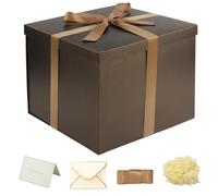 YINUOYOUJIA Caja de regalo grande de 12 x 12 x 10 pulgadas, cajas de regalo marrones para regalos, caja de cumpleaños, para embalaje, día de San Valentín, día de la madre, Navidad, aniversarios.