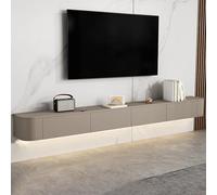 YINXSLO Mueble de TV flotante multifuncional, estante flotante de madera para sala de estar, unidad de TV montada en la pared con almacenamiento para sala de estar y dormitorio (caqui, 280 cm)