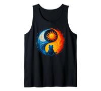 YinYang Yoga Meditación Luna Sol Arte Silueta Gato Camiseta sin Mangas