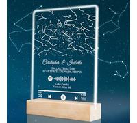 YINYIFANS Luz Nocturna de Mapa Estelar Personalizada,Mapa Estelar Con Fecha Específica,Placa de Mapa de Códigos Spotify,Aniversario de Boda Navidad San Valentín Regalo Romántico (Estilo B)