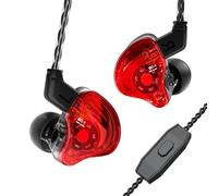 Yinyoo CCZ Melody In-Ear-Monitors Hybrid 1BA 1DD HiFi Aurphone, Deep Bass Lightweight In-Earphone IEM con Cable 4N OFC para músico/Baterista/Bajista (Rojo, con micrófono)