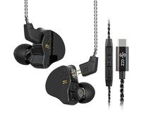 Yinyoo CCZ Melody USB C Tipo C In-Ear-Ear-Monitors Hybrid 1BA 1DD HiFi Auriculares con Cable, Deep Bass Lightweight In Ear Auriculares IEM para músico/Baterista/Bajista (Negro, con micrófono USB C)