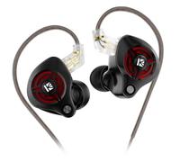 Yinyoo KBEAR BK1 Auriculares In Ear Monitor con Cable, Auriculares HiFi para Gaming Controlador Dinámico de 10mm, Ideales para Gamers,Esports (3.5,Sin Mic Negro-Rojo)